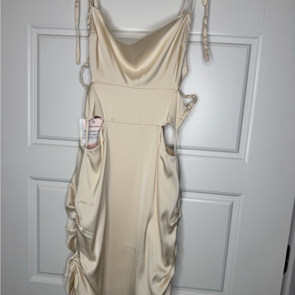 Oh Polly Cream Backless Dress